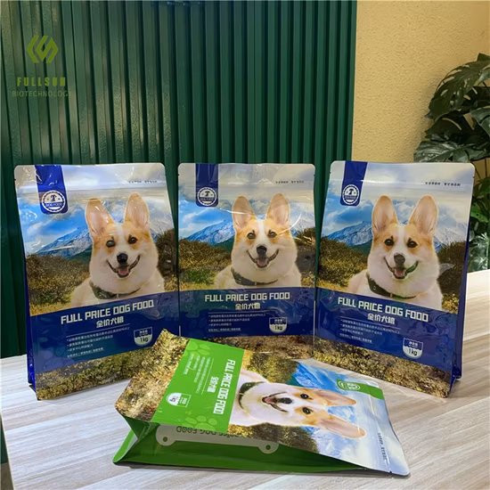 Imballaggi alimentari ecologici Carta Kraft personalizzata Caffè Tè Snack Frutta Riso Dolcetti Sacchetti stand up in carta per cani e gatti con fondo piatto e sacchetti per imballaggio con valvola con cerniera