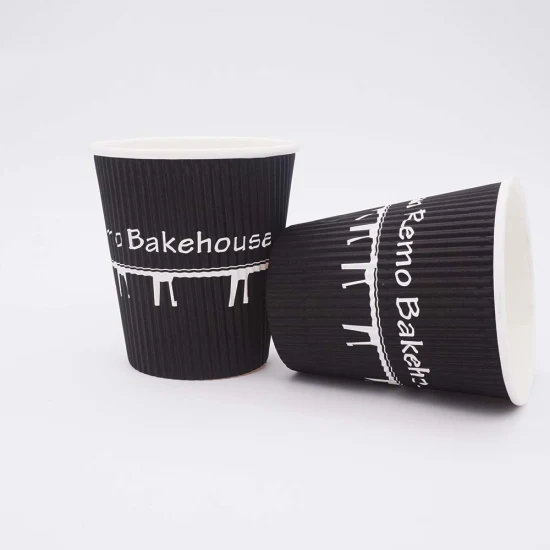 Manicotto per tazza da caffè in carta usa e getta isolato Kraft ondulato stampato personalizzato impermeabile di vendita calda con logo