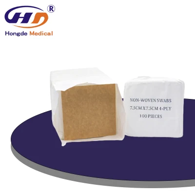 HD5 Vendita diretta in fabbrica Medica 70% viscosa 4 strati Non sterile Garza non tessuta Medicazione Tampone in tessuto non tessuto Spugna per ferite